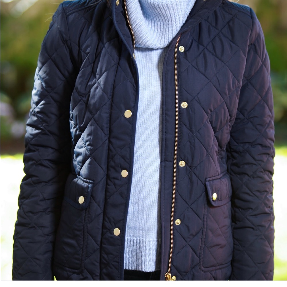 J.Crew black quilted jacket with gold hardware